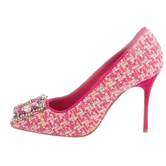 Manolo Blahnik Vazza 105 Tweed Pumps - Picture 3 of 13